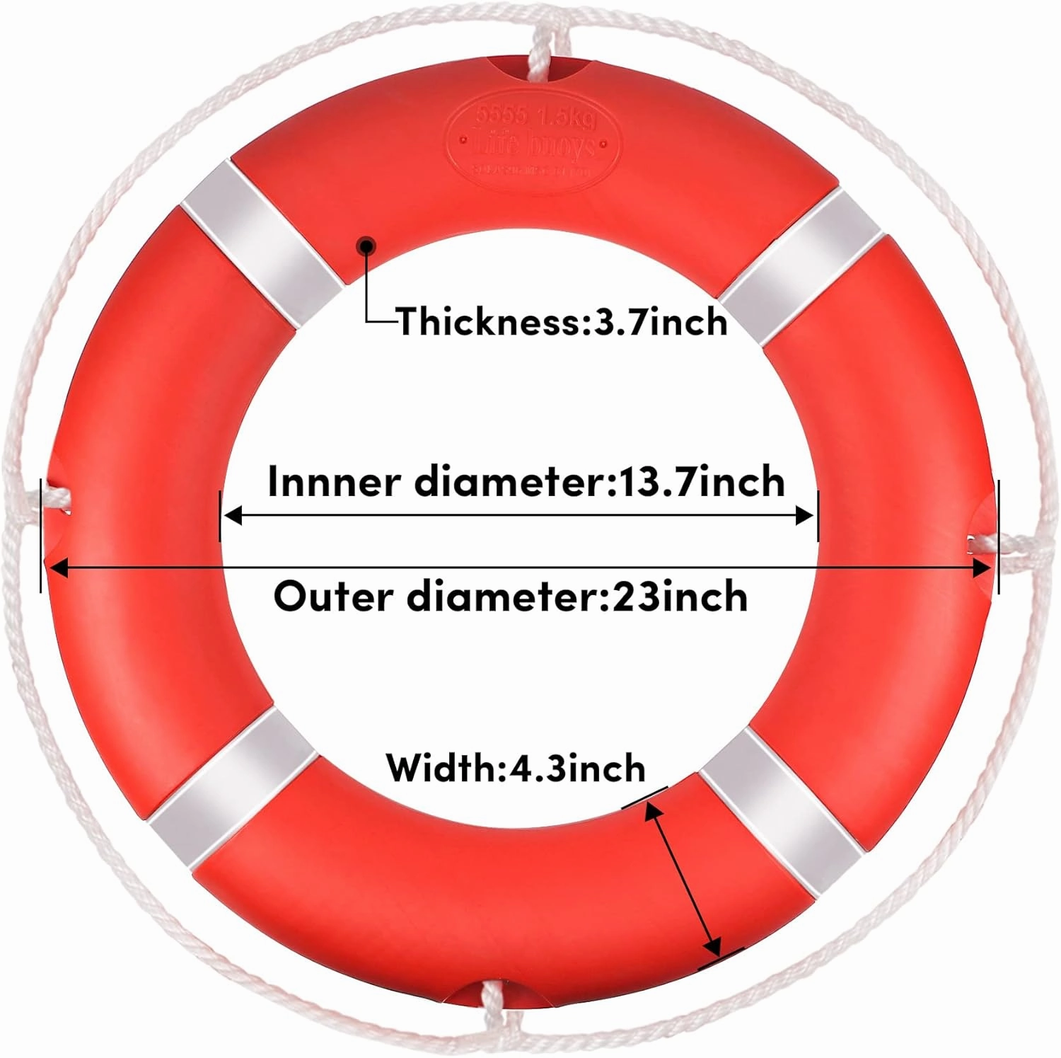 Pool Life Ring,23" and 28" Boat Safety Throw Rings with Water Floating Lifesaving Rope and Reflective Tape,Include Ring Buoy Bracket