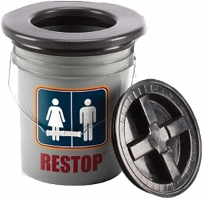 Portable Toilet Commode with Flexible Foam Toilet Seat and Tight Seal Screw-on Gamma Lid (Holds 5 Gallons of Liquid or Solid Waste)