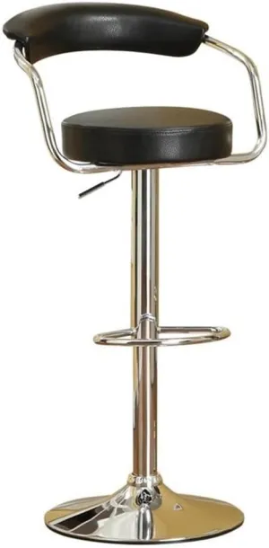 Poundex 2 Piece PU Round Seat Barstool Set Bar Stool, Black