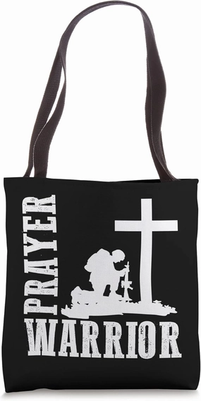 Prayer Warrior - Jesus, Pray, God, Bible Verse, Faith Kneel Tote Bag
