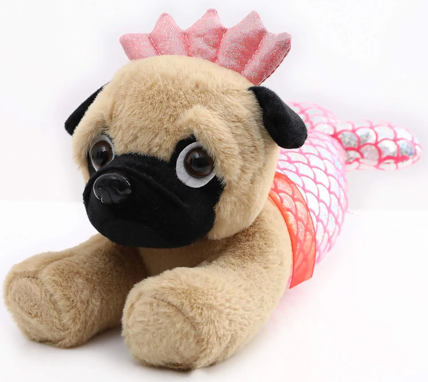 Pug-Mermaid Stuffed Animal Pug Dog Wearing Mermaid Costume Plushies Dog Dressed as Flash Mermaid Funny Plush Toys for Kids Stuffed Puppy Animals Gift for Lover 13 Inch