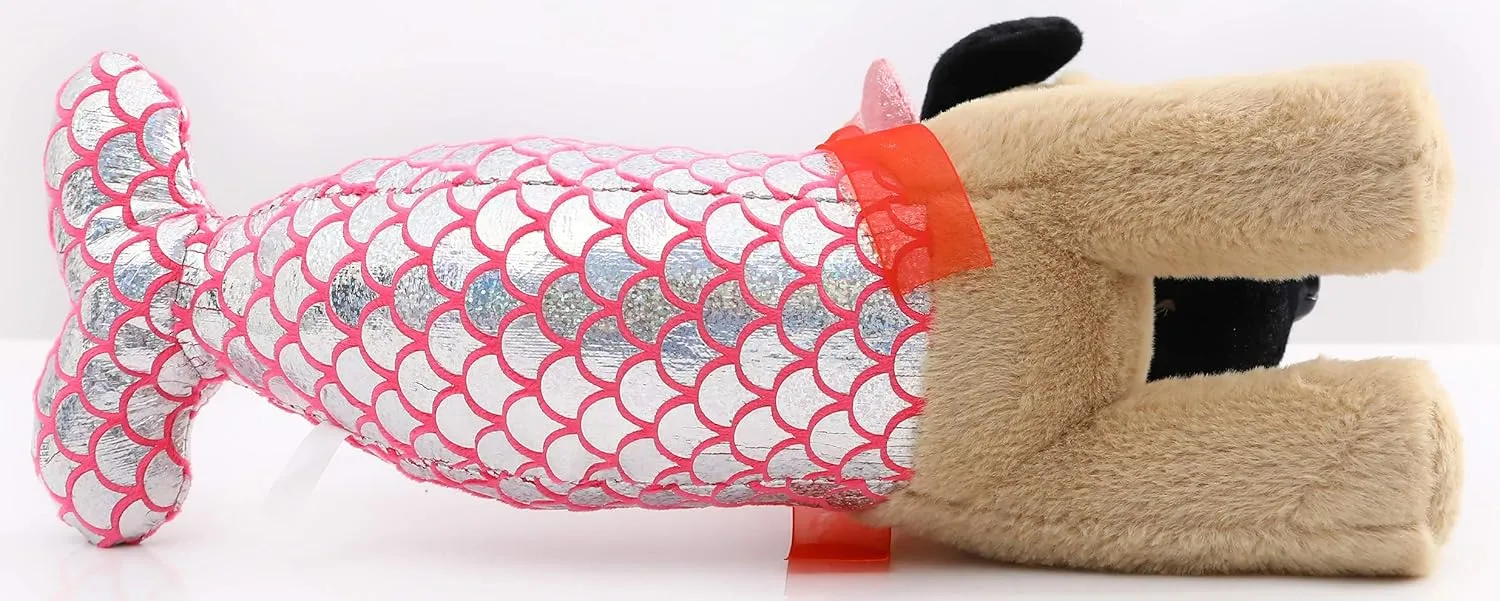 Pug-Mermaid Stuffed Animal Pug Dog Wearing Mermaid Costume Plushies Dog Dressed as Flash Mermaid Funny Plush Toys for Kids Stuffed Puppy Animals Gift for Lover 13 Inch