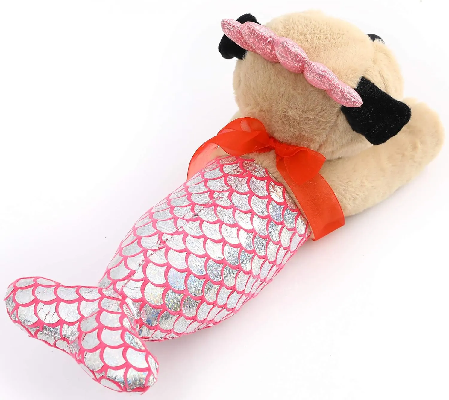 Pug-Mermaid Stuffed Animal Pug Dog Wearing Mermaid Costume Plushies Dog Dressed as Flash Mermaid Funny Plush Toys for Kids Stuffed Puppy Animals Gift for Lover 13 Inch