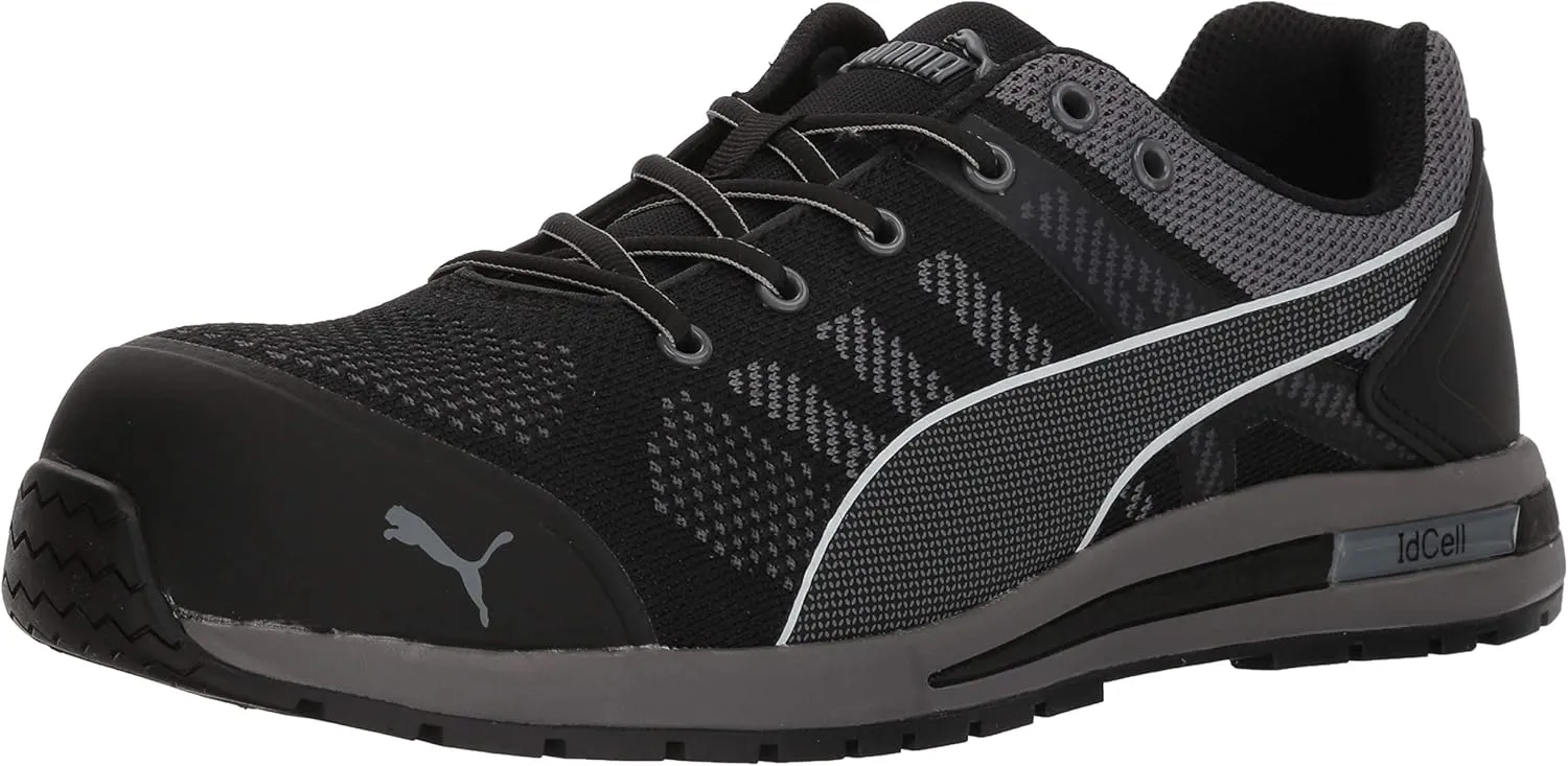 PUMA Safety Elevate Knit Black Low ASTM SD Work Shoes Safety Toe Metal Free Fiberglass Toe Cap Slip Resistant Men