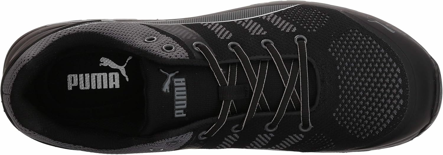 PUMA Safety Elevate Knit Black Low ASTM SD Work Shoes Safety Toe Metal Free Fiberglass Toe Cap Slip Resistant Men