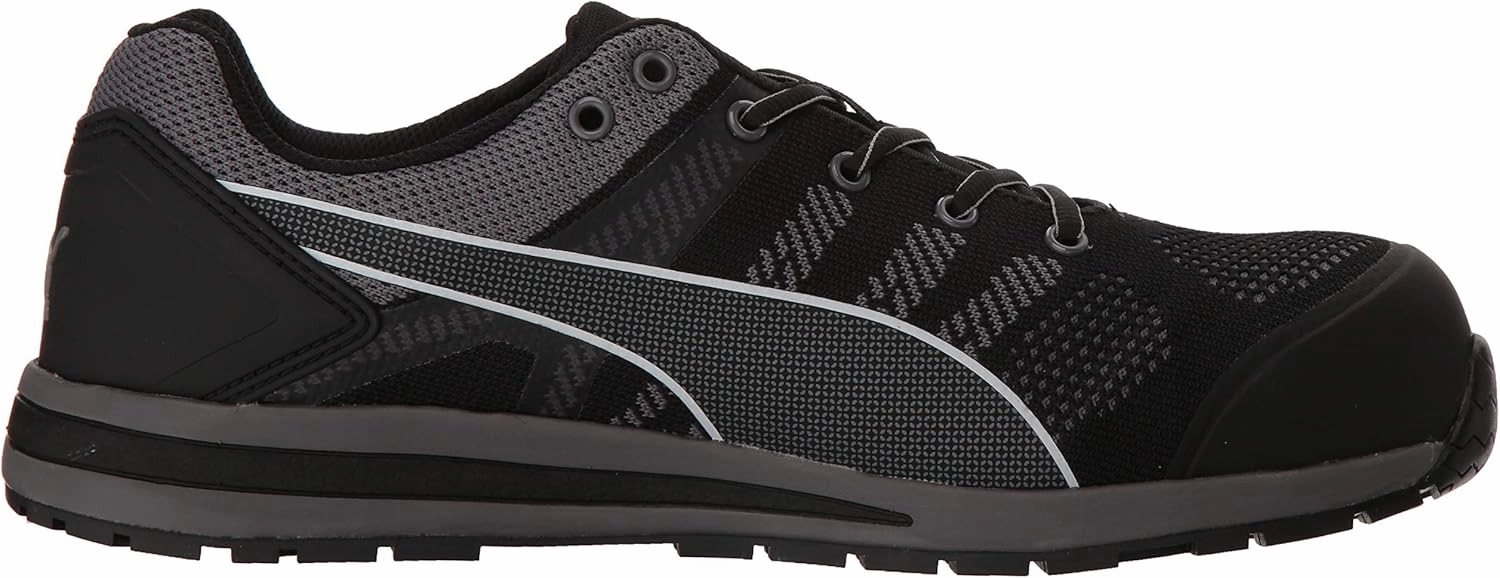 PUMA Safety Elevate Knit Black Low ASTM SD Work Shoes Safety Toe Metal Free Fiberglass Toe Cap Slip Resistant Men