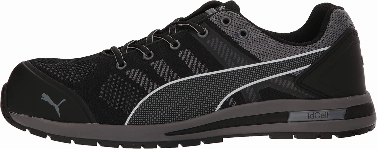 PUMA Safety Elevate Knit Black Low ASTM SD Work Shoes Safety Toe Metal Free Fiberglass Toe Cap Slip Resistant Men
