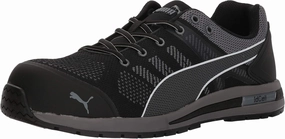 PUMA Safety Elevate Knit Black Low ASTM SD Work Shoes Safety Toe Metal Free Fiberglass Toe Cap Slip Resistant Men