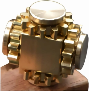 Pure Brass Fidget Cube Fidget Spinner Gears Linkage Fidget Toy Hand Spinner Metal DIY EDC Focus Meditation Break Bad Habits ADHD (Brass)