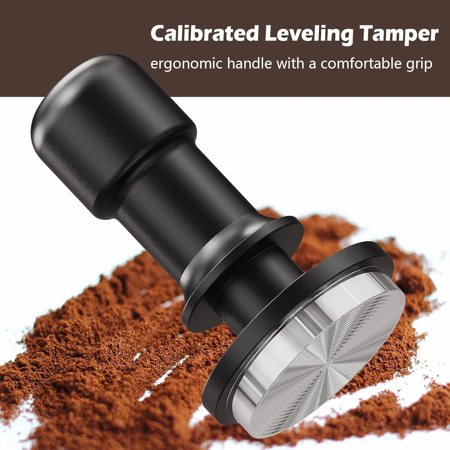 PUSEE 53mm Espresso Tamper, Premium Calibrated 30lb Spring Loaded Stainless Steel Ground Tamper for Barista Home Coffee Accessories Upgrade 3.0