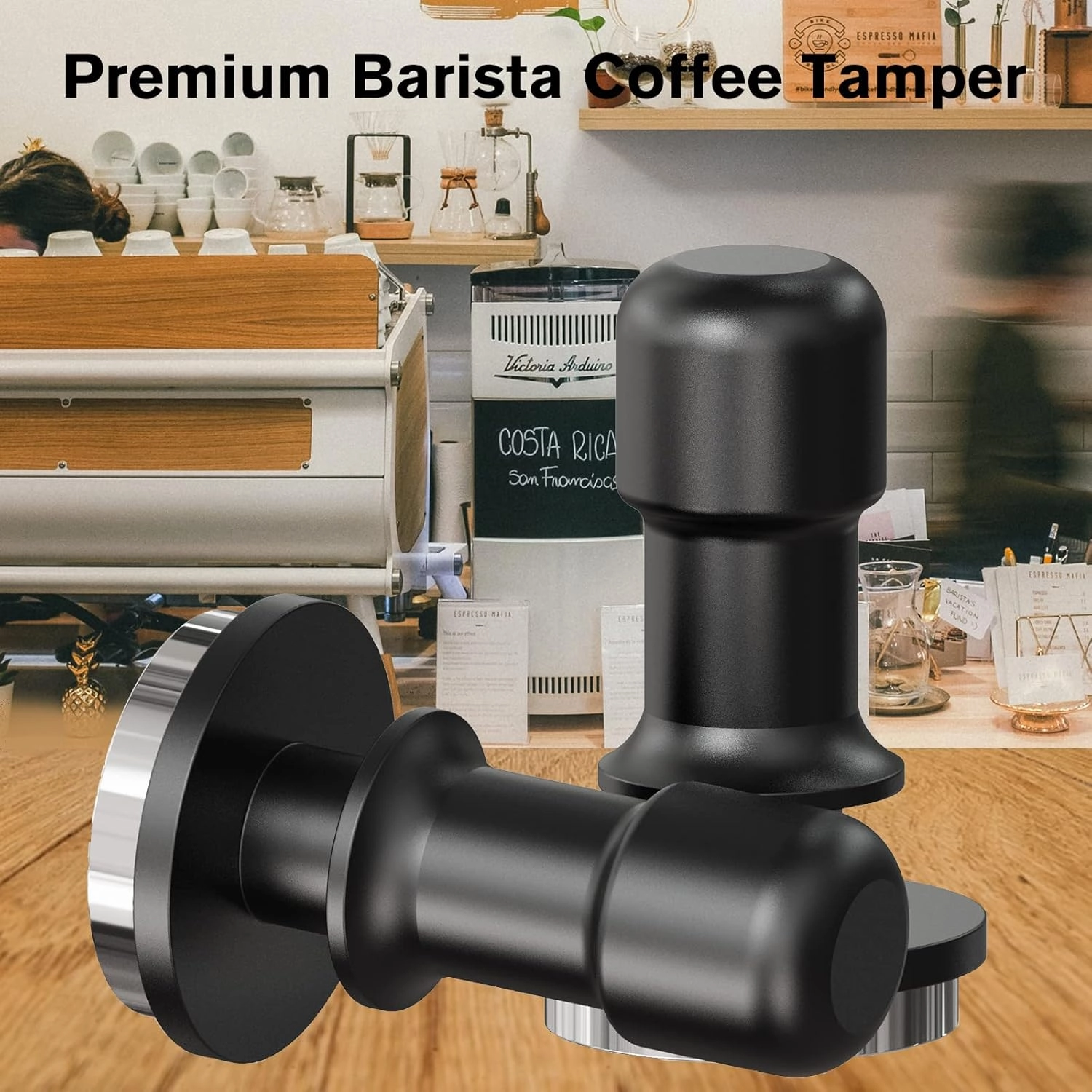 PUSEE 53mm Espresso Tamper, Premium Calibrated 30lb Spring Loaded Stainless Steel Ground Tamper for Barista Home Coffee Accessories Upgrade 3.0