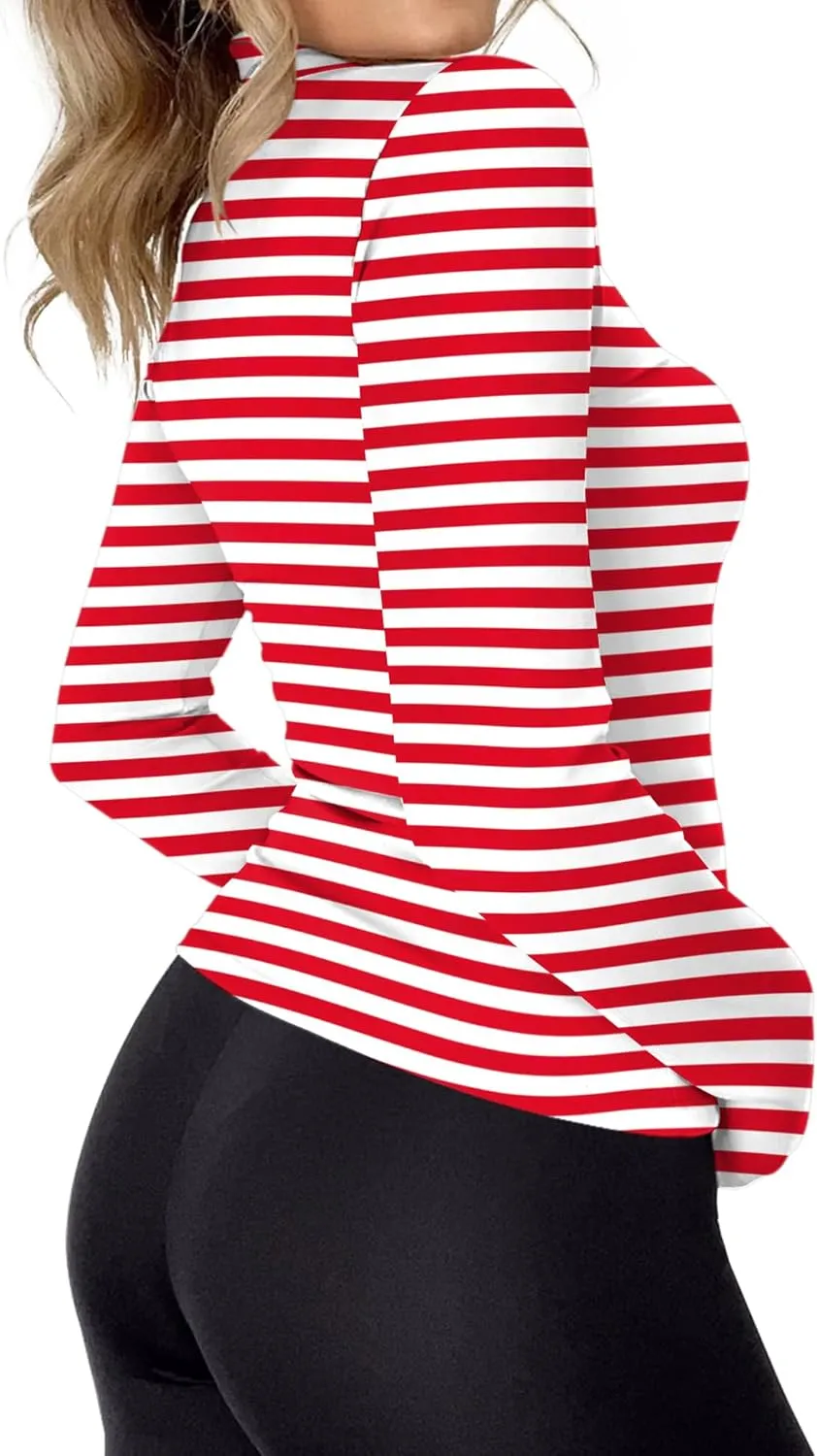 Rapbin Womens Long Sleeve Mock Turtleneck Tops Knit Basic Stretch Fitted Pullover Lightweight Thermal Shirts