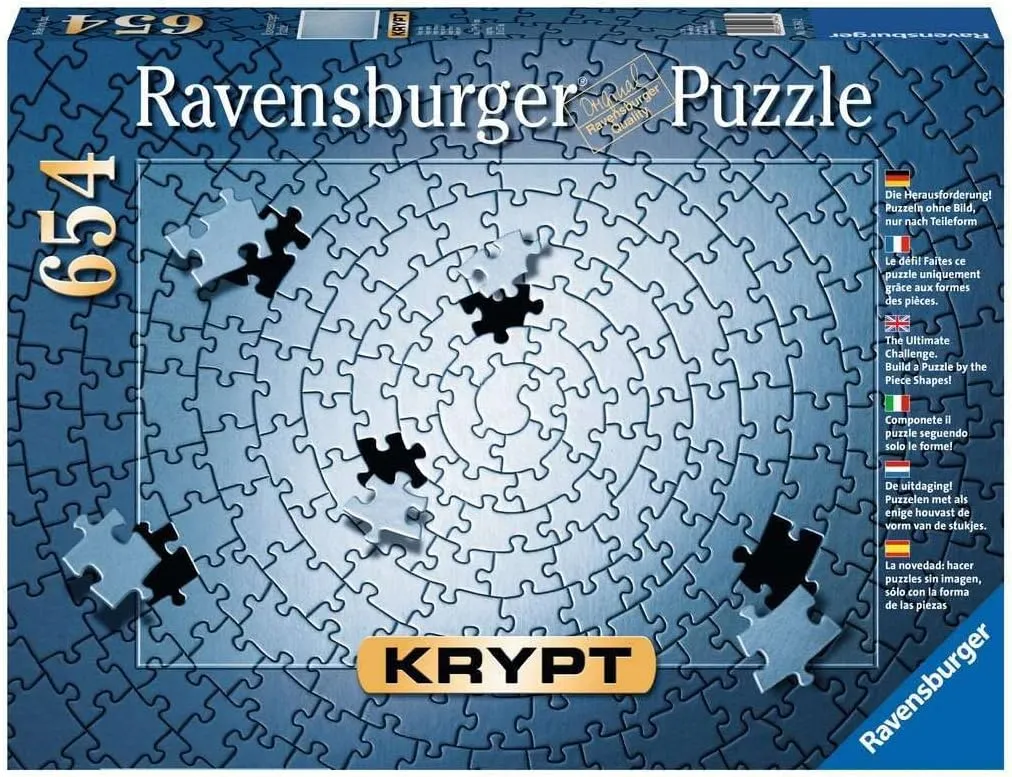 Ravensburger Krypt Silver 654 Piece Jigsaw Puzzle for Adults - 15964 - Every Piece is Unique, Softclick Technology Means Pieces Fit Together Perfectly