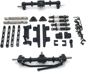 Rc Shock Absorber for MN82 1/12 Metal Front and Rear Portal Axle for Chassis Link Rod Pull Rod Mount Shock Absorber Side Pedal RC Car Upgrade Parts Replacement Use(Black)