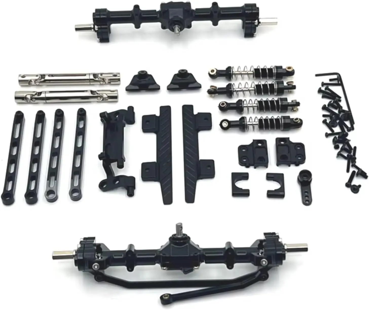 Rc Shock Absorber for MN82 1/12 Metal Front and Rear Portal Axle for Chassis Link Rod Pull Rod Mount Shock Absorber Side Pedal RC Car Upgrade Parts Replacement Use(Black)