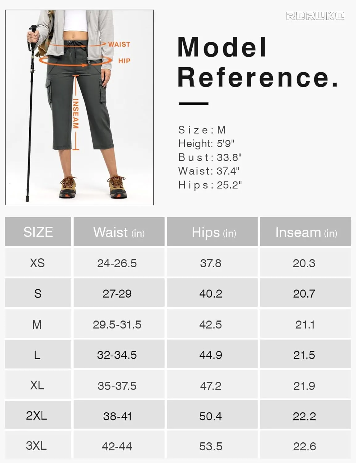 Rdruko Women's Cargo Capris Hiking Pants Lightweight Quick Dry Summer Outdoor Casual Travel Pants with Pockets