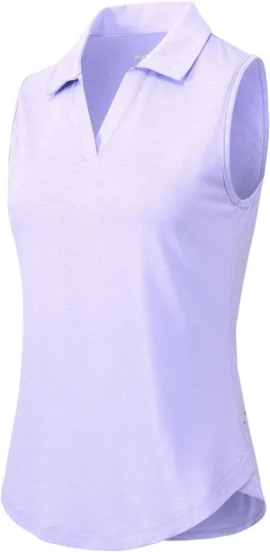 Rdruko Women's Sleeveless Golf Polo Shirts V-Neck Collared Tennis Quick Dry UPF 50  Lightweight Athletic Tank Tops