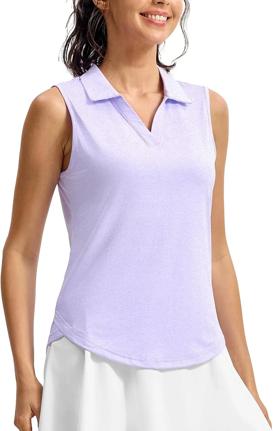 Rdruko Women's Sleeveless Golf Polo Shirts V-Neck Collared Tennis Quick Dry UPF 50  Lightweight Athletic Tank Tops