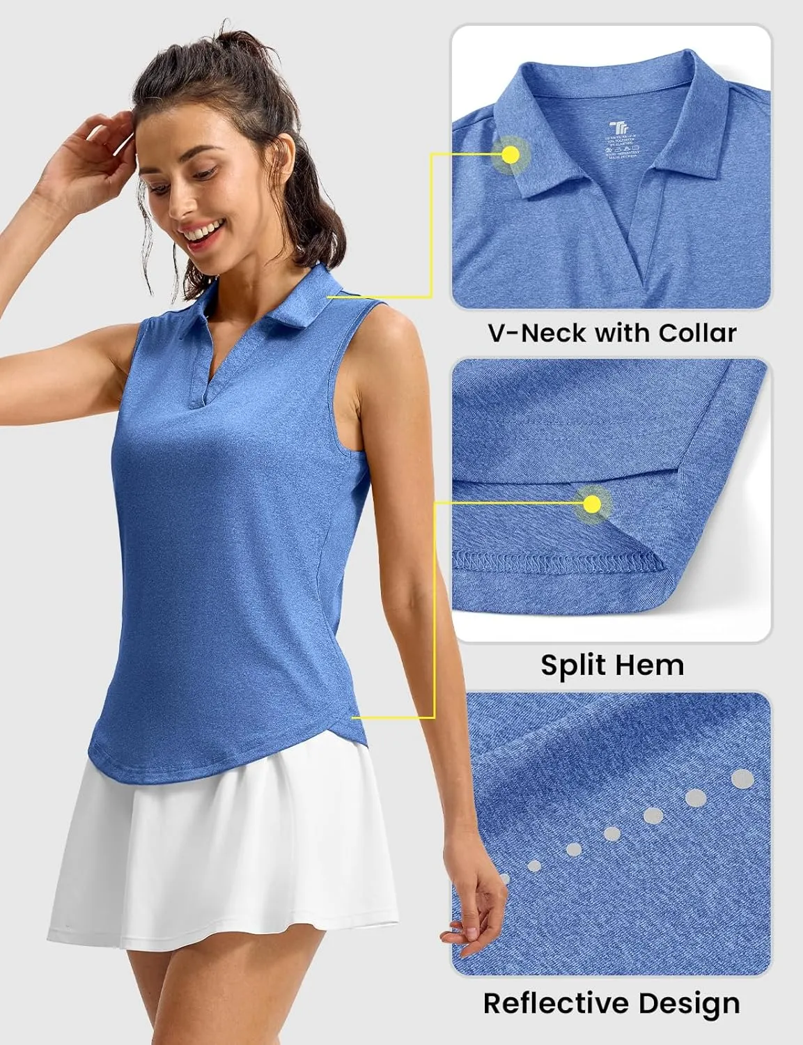 Rdruko Women's Sleeveless Golf Polo Shirts V-Neck Collared Tennis Quick Dry UPF 50  Lightweight Athletic Tank Tops