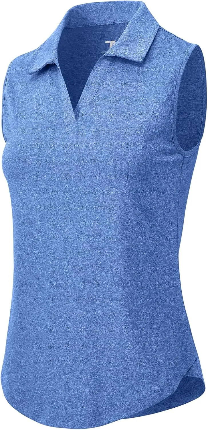 Rdruko Women's Sleeveless Golf Polo Shirts V-Neck Collared Tennis Quick Dry UPF 50  Lightweight Athletic Tank Tops