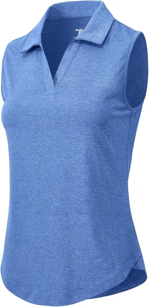 Rdruko Women's Sleeveless Golf Polo Shirts V-Neck Collared Tennis Quick Dry UPF 50  Lightweight Athletic Tank Tops