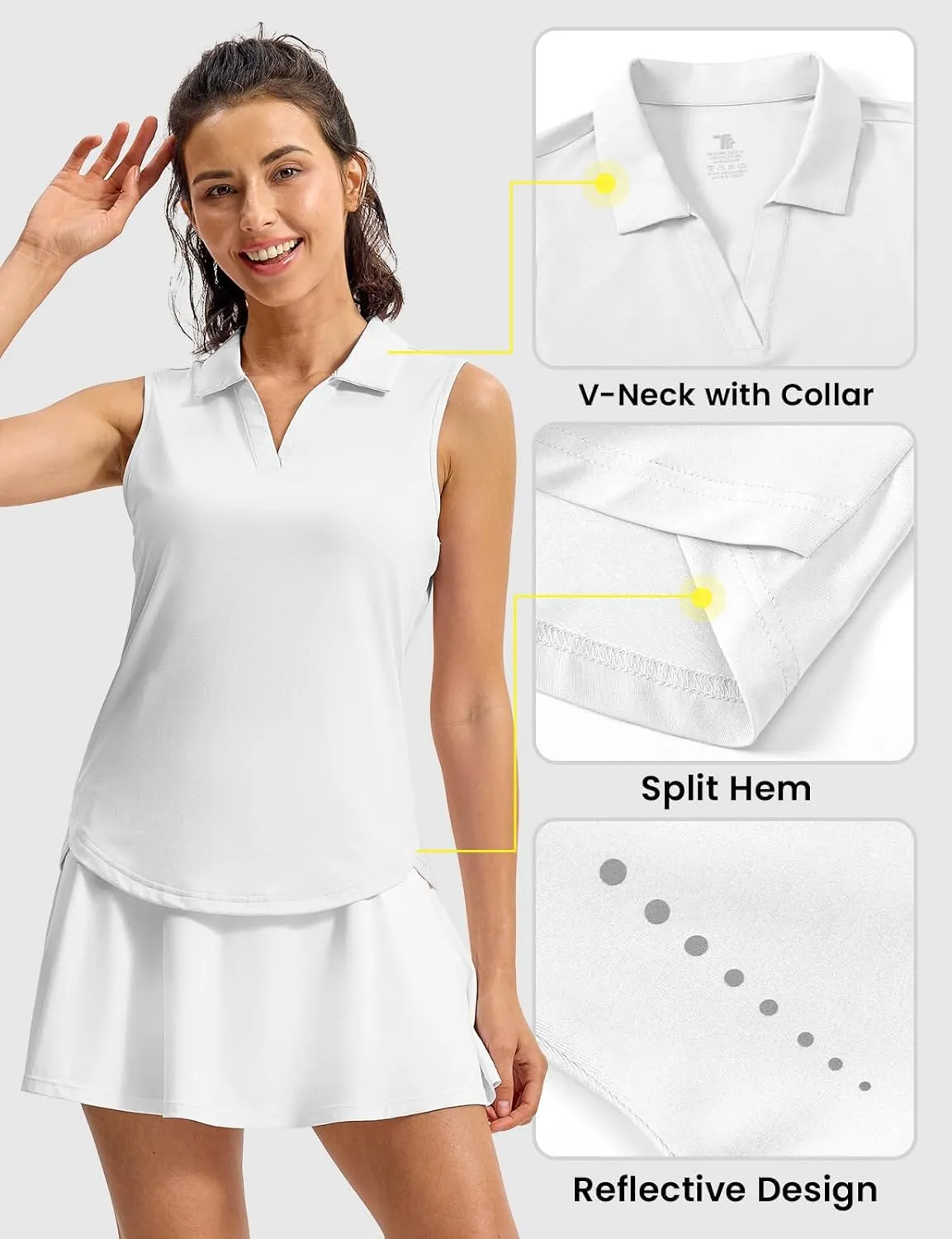 Rdruko Women's Sleeveless Golf Polo Shirts V-Neck Collared Tennis Quick Dry UPF 50  Lightweight Athletic Tank Tops