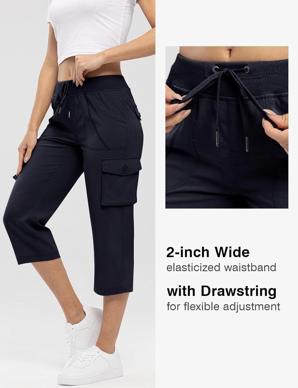 Rdruko Women's Cargo Capris Hiking Pants Lightweight Quick Dry Summer Outdoor Casual Travel Pants with Pockets