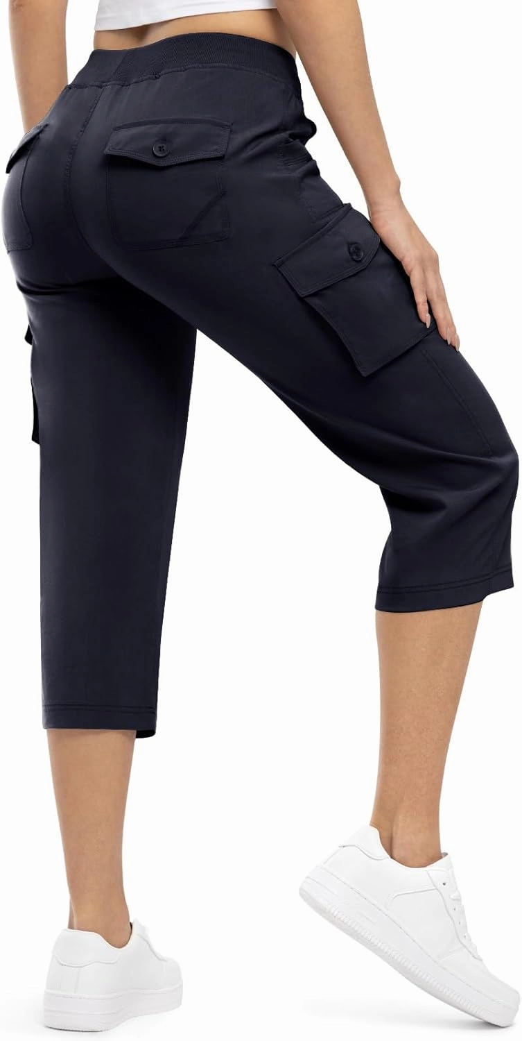 Rdruko Women's Cargo Capris Hiking Pants Lightweight Quick Dry Summer Outdoor Casual Travel Pants with Pockets