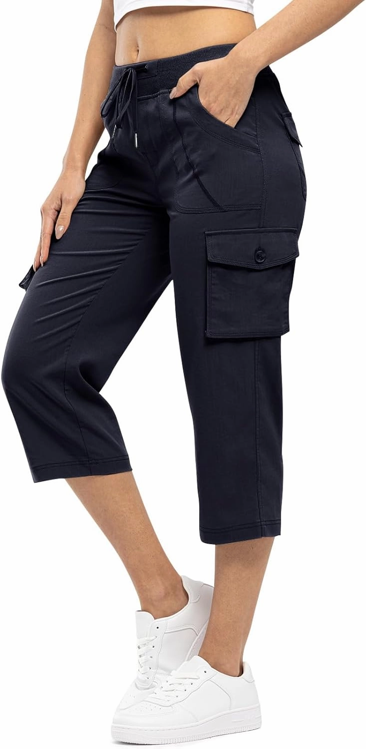Rdruko Women's Cargo Capris Hiking Pants Lightweight Quick Dry Summer Outdoor Casual Travel Pants with Pockets