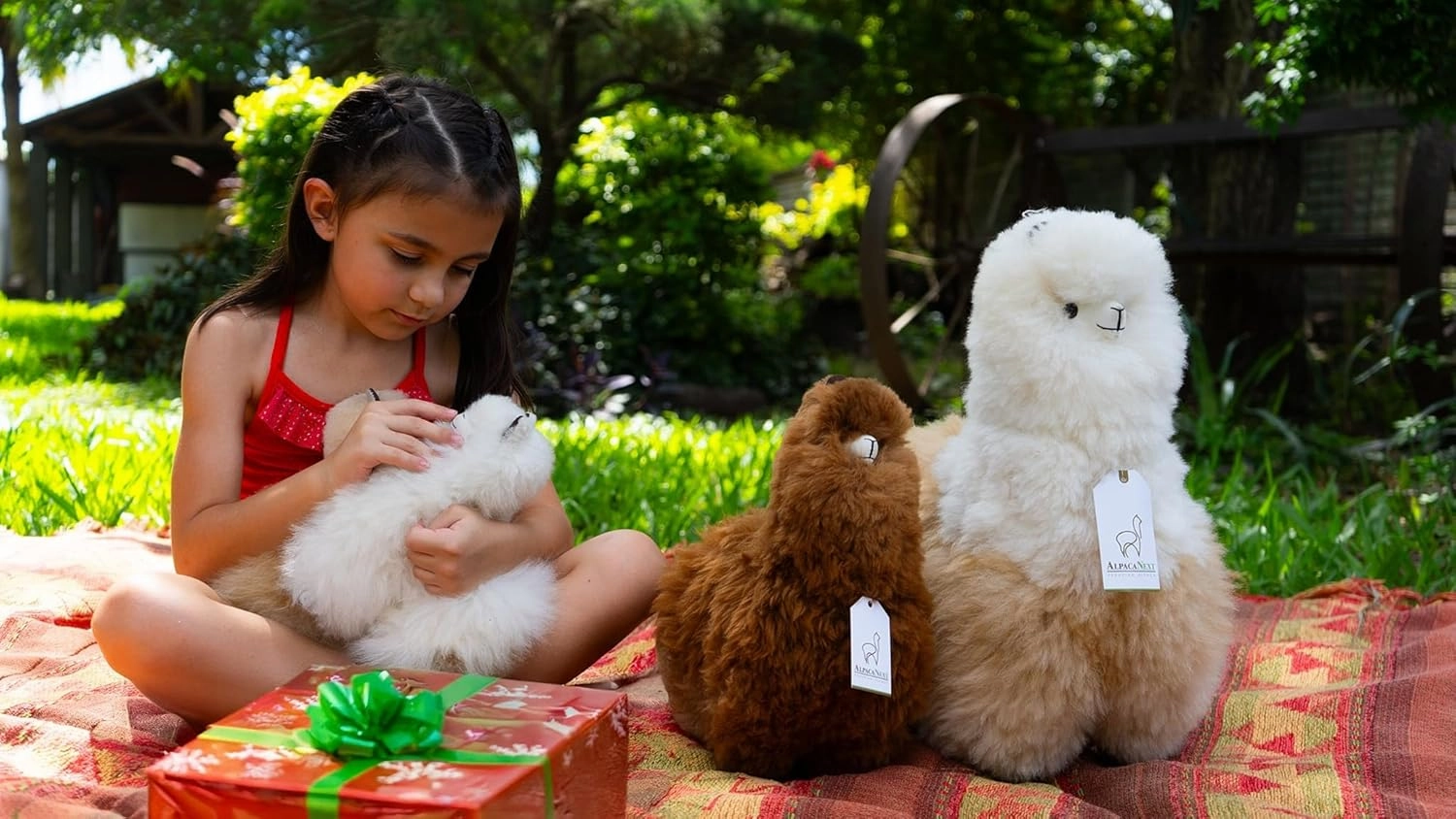 Real Alpaka Natural Fur Toy – 9 inch. Soft and Cuddly Handcrafted Llama Stuffed Animal. (9 inches, Beige & White)