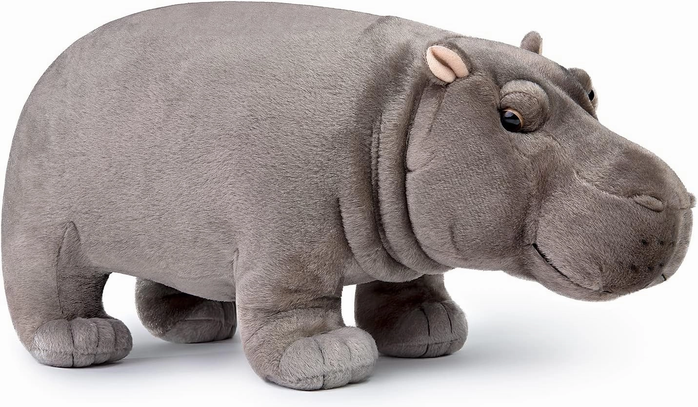 Realistic Hippo Plush Toy - Simulation Standing 14” Hippopotamus Stuffed Animal, Soft Wild Animals Hippo Stuffed Toys, Unique Plushie Toys Model Dolls Collection for Kids
