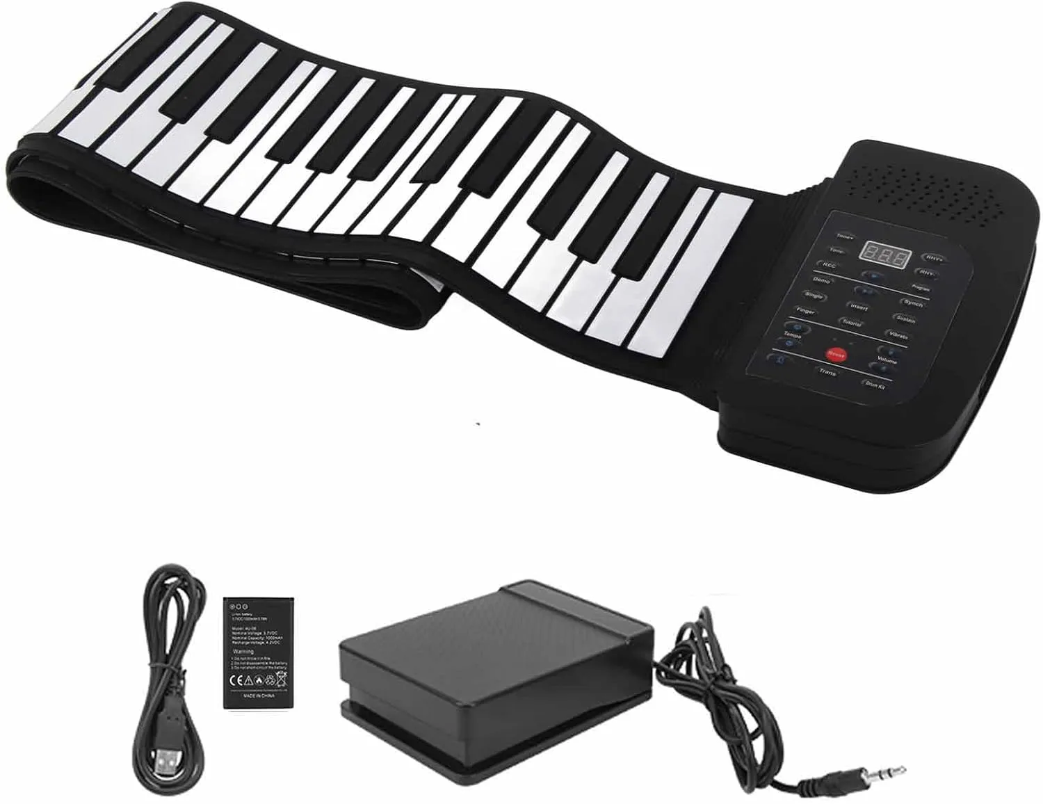 Rechargeable 88 Key Roll Up Piano, Portable Silicone Keyboard with Premium Speakers, Hand Roll Piano Mat for Kids & Adults (88 keys in English)