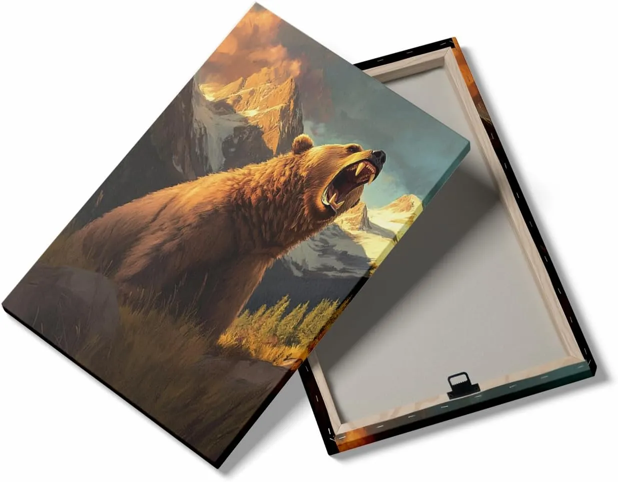 Roaring Grizzly Bear Poster – Bold Wilderness Wildlife Wall Art for Rustic Cabin, Mountain Lodge, Nature Retreat or Adventure Explorer Room Decor 12x16in Frame wall art