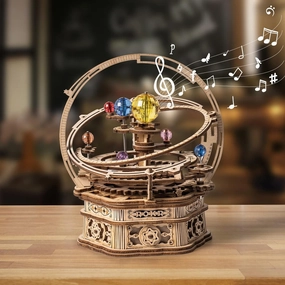 ROKR 3D Wooden Puzzles for Adults Mechanical Music Box-Starry Night, DIY Rotating Music Box Model Building Kits for Teens, DIY Crafts/Hobbies/Gifts Desk Decor for Boys Ages 14  (Starry Night)
