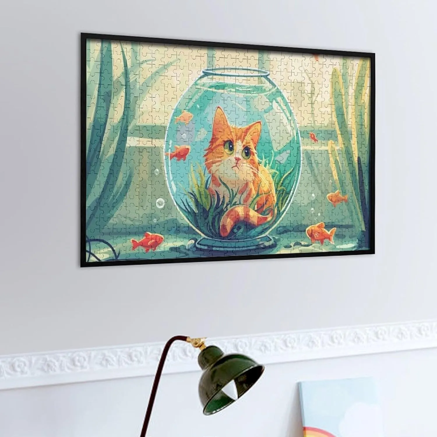 Romantic Cat and Fish Impossible Hard Difficult Puzzle 500 Piece Challenging Puzzles Simple Fashion Jigsaw Puzzles for Adults Kids for Game Home Decor