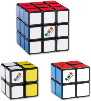 Rubik’s Cube, Learn to Solve Bundle: Original 3x3 Rubik's Cube & 2x2 Mini Apprentice, Twisting Fidget Toy, Challenging Brain Teaser & Sensory Puzzle for Adults, Teens, & Kids, for Ages 8 & Up