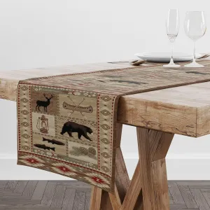 Rustic Cabin Farmhouse Table Runner Tribe Primitive Vintage Cottages Bear Deer Country Lodge Kitchen Dinner Runner for Indoor Home Living Room Party Dining Table Decoration 13"x70"