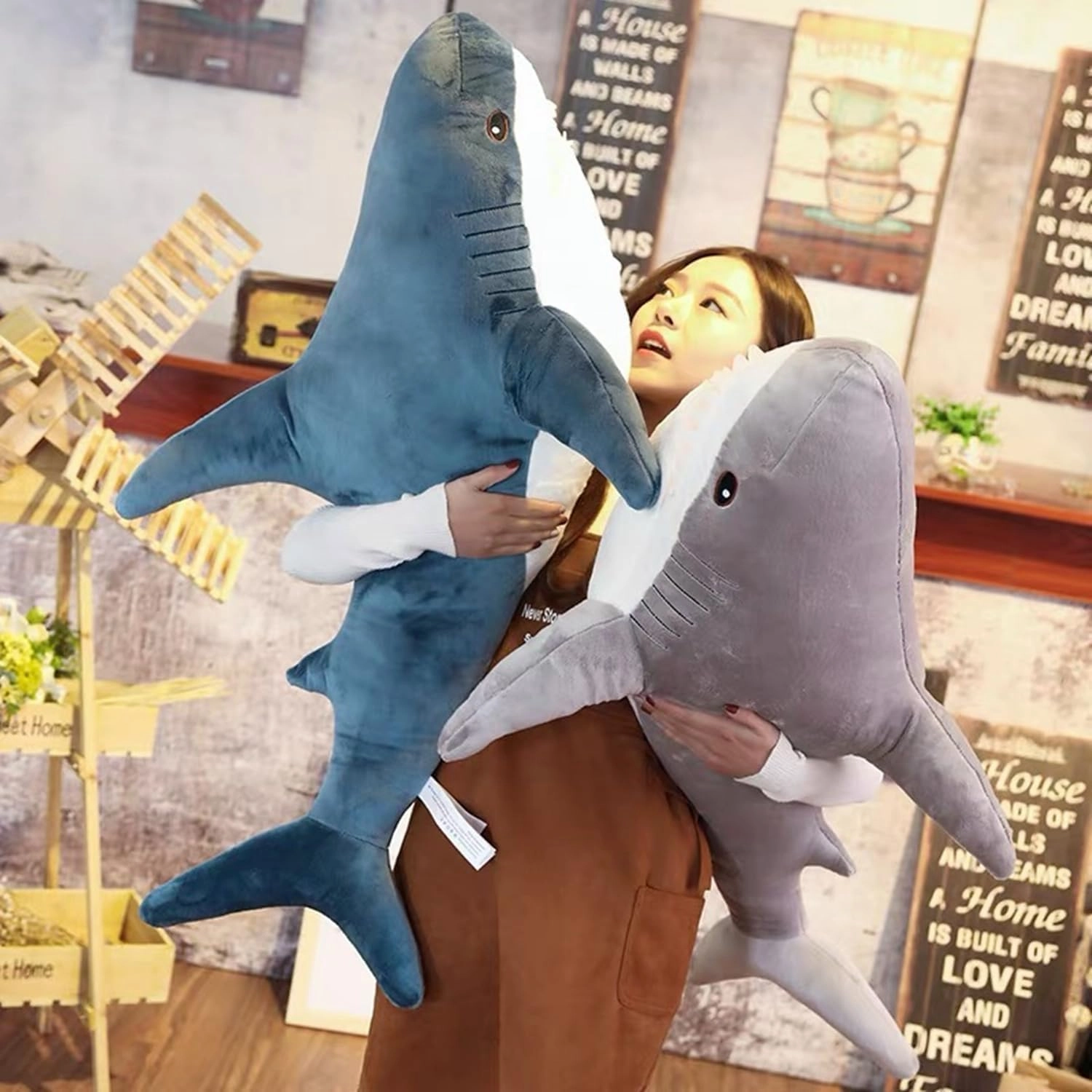 Ryttir XXL Giant Shark Stuffed Animal, Chubbier Shark Pillow Plush Body Pillow, Perfect Christmas Stress Relief Gift for Kids & Women