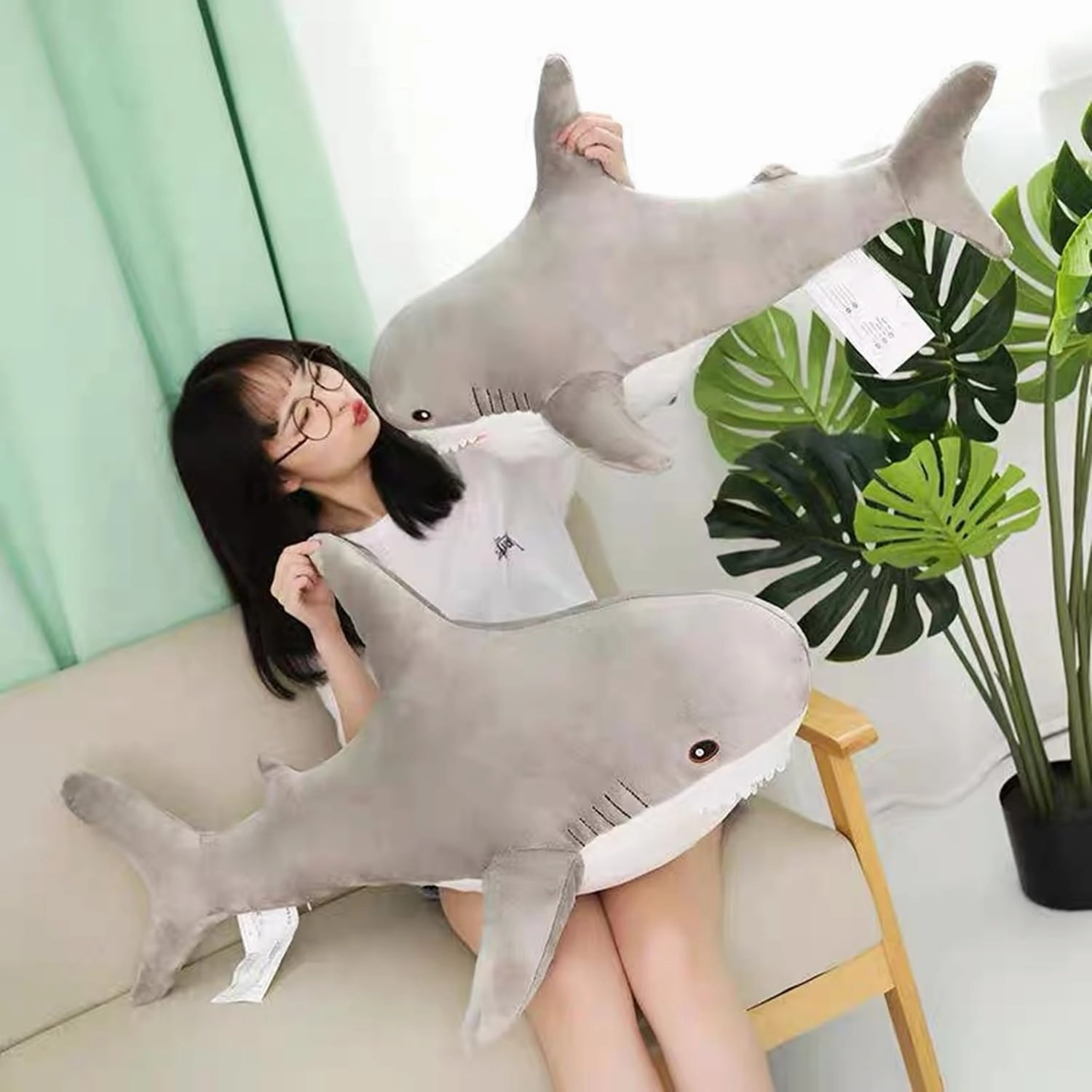 Ryttir XXL Giant Shark Stuffed Animal, Chubbier Shark Pillow Plush Body Pillow, Perfect Christmas Stress Relief Gift for Kids & Women