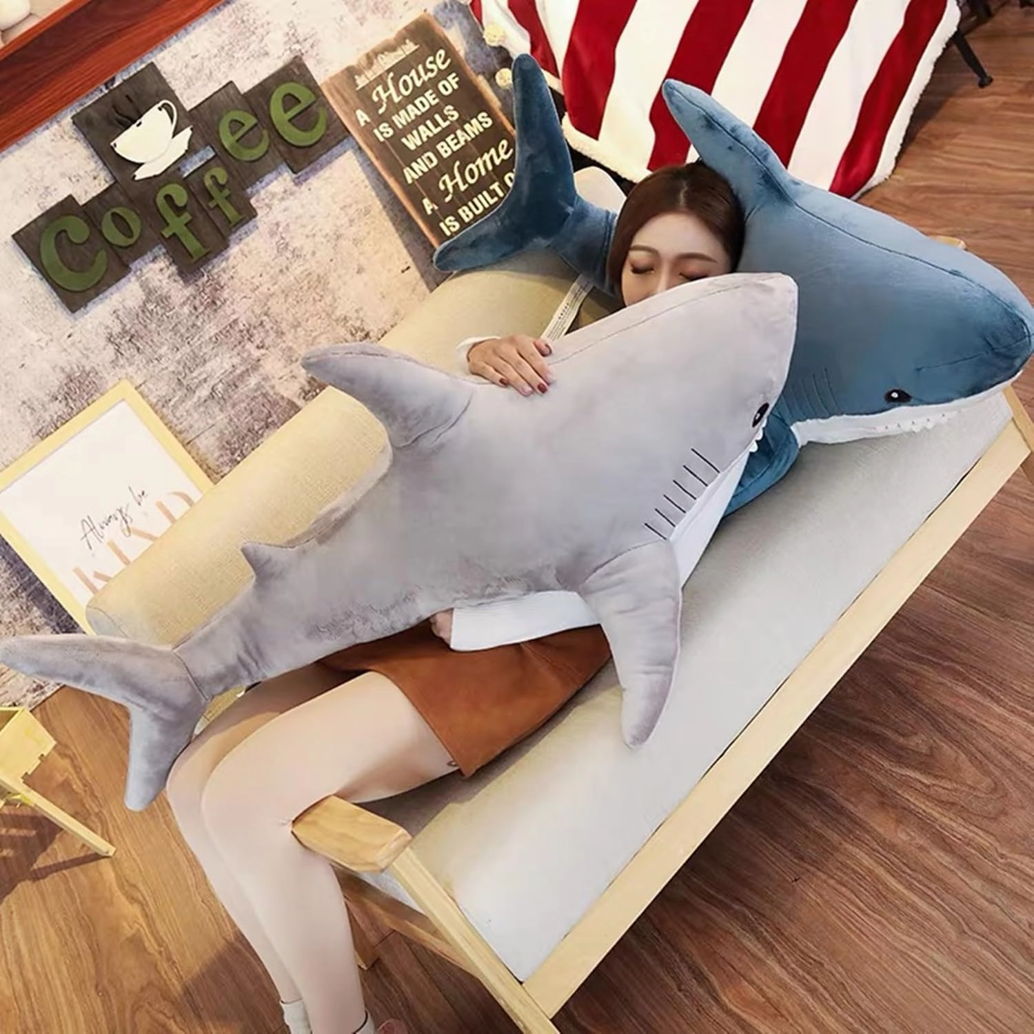 Ryttir XXL Giant Shark Stuffed Animal, Chubbier Shark Pillow Plush Body Pillow, Perfect Christmas Stress Relief Gift for Kids & Women