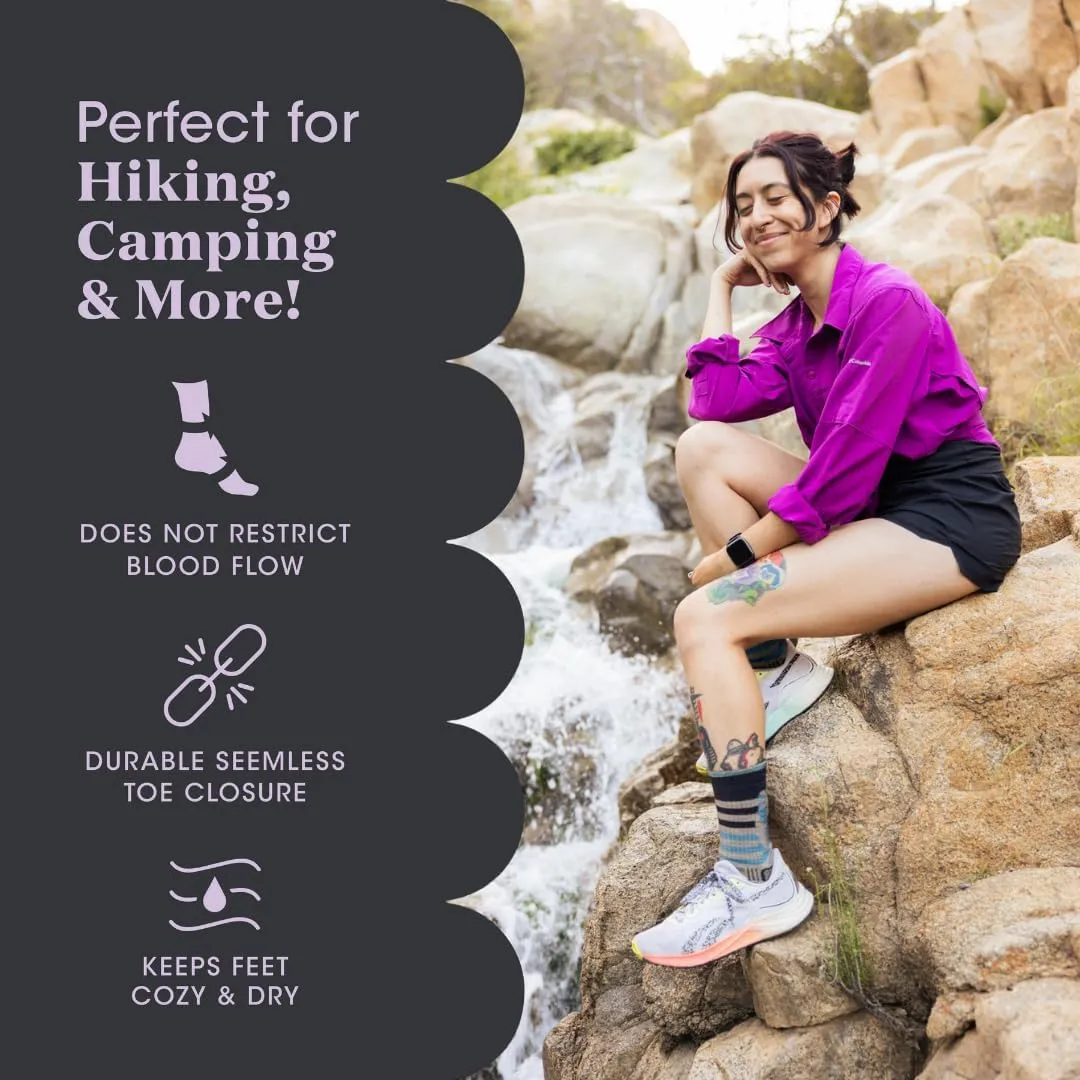 Sasha the Fierce Bear Merino Wool Hiking Socks for Women, Thick Cushion Moisture Wicking Hiker Crew Boot Socks