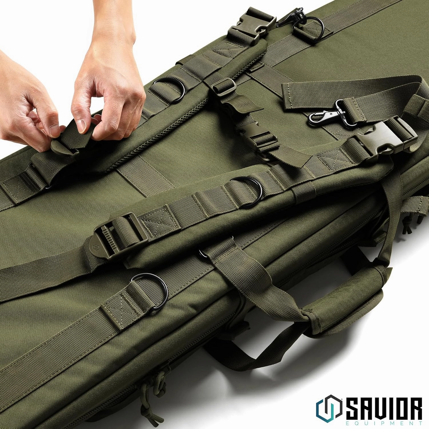 Savior Equipment American Classic Tactical Double Long Gun Bag Pistol Transportation Case w/Backpack Strap, Lockable Compartment, Available Length in 36" 42" 46" 51" 55"