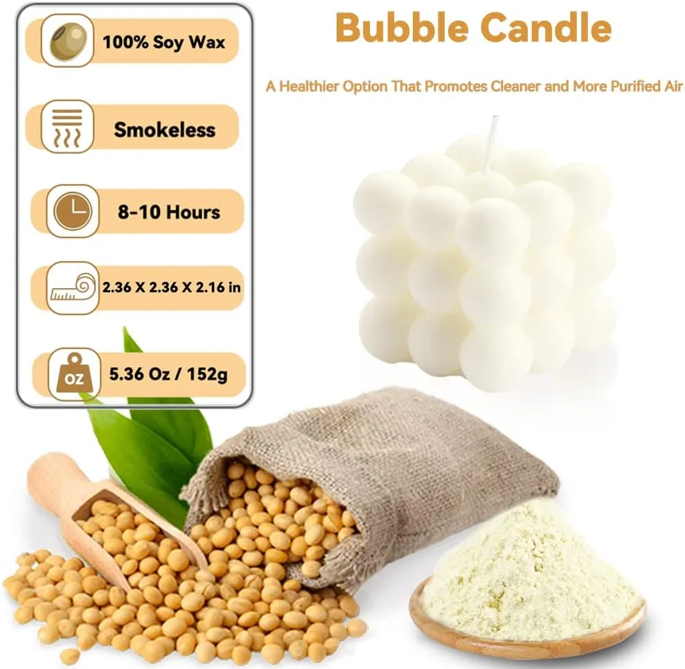Scented Bubble Candles Gifts Set for Women, Large Candles for Home Decor Scented, 2 x 5.4 oz Soy Wax Aromatherapy Candles, Cube Aesthetic Candle, Ideal Gifts for Valentines Day, Mother's Day