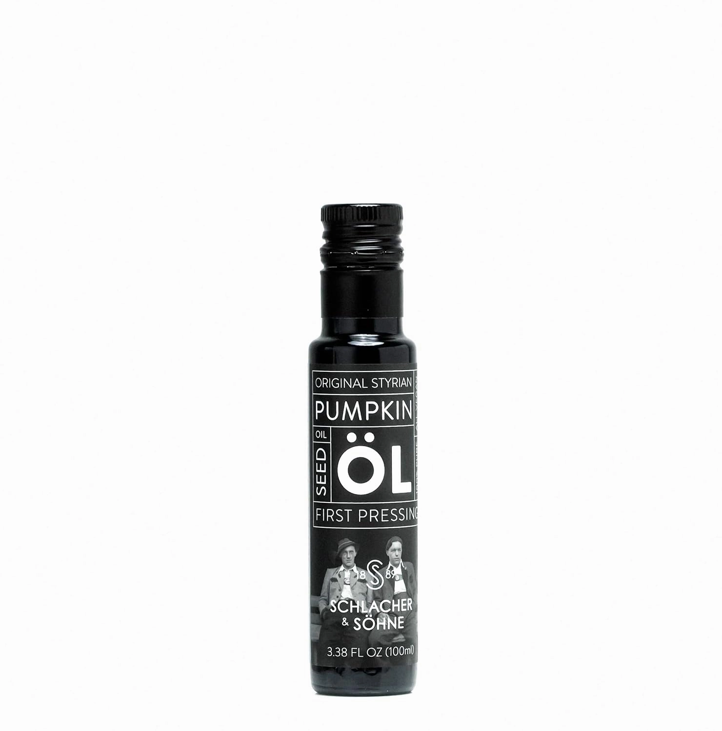Schlacher & Söhne Styrian Pumpkin Seed Oil: 100% Pure, Cold Pressed, Non GMO, Gluten Free, Vegan, May Helps in Hair Growth, Made in Austria (100 ml, 3.3 FL OZ)