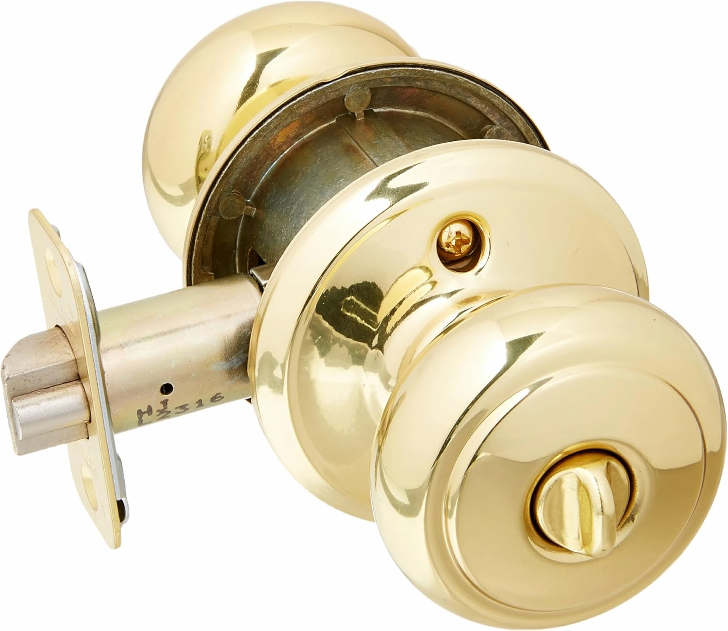 Schlage F51AND605AND Polished Brass Keyed Entry Andover Keyed Entry Panic Proof Door Knob Set Featuring Decorative Rosettes