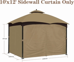 SCOCANOPY Beige 10' x 12' Gazebo Privacy Curtain Set for Lowe's Allen Roth 10X12 Gazebo Model #GF-12S004B-1 / GF-12S004BTO/ TPGAZ17-002