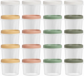 Screw Top Containers for Food 16 Oz, 20 Pack, 2 Cup Storage Containers with Lid, Reusable Twist Top Containers Twist Lock Stackable Round Twist Cap Plastic Freezer Container for Soup, 5-Color