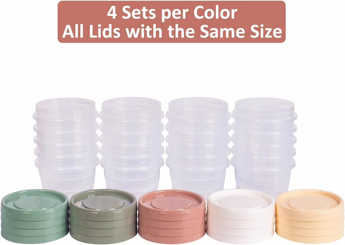 Screw Top Containers for Food 16 Oz, 20 Pack, 2 Cup Storage Containers with Lid, Reusable Twist Top Containers Twist Lock Stackable Round Twist Cap Plastic Freezer Container for Soup, 5-Color