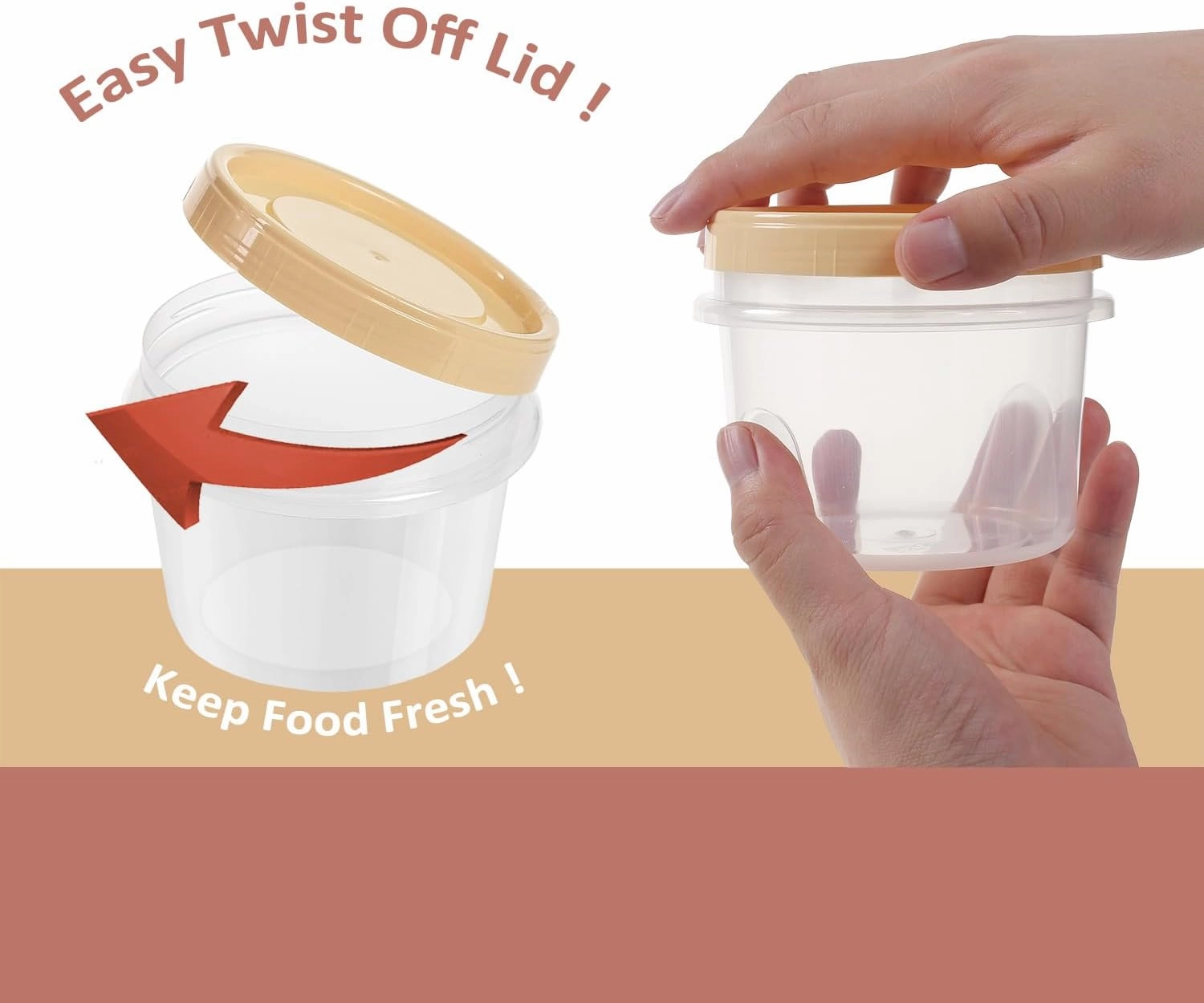 Screw Top Containers for Food 16 Oz, 20 Pack, 2 Cup Storage Containers with Lid, Reusable Twist Top Containers Twist Lock Stackable Round Twist Cap Plastic Freezer Container for Soup, 5-Color