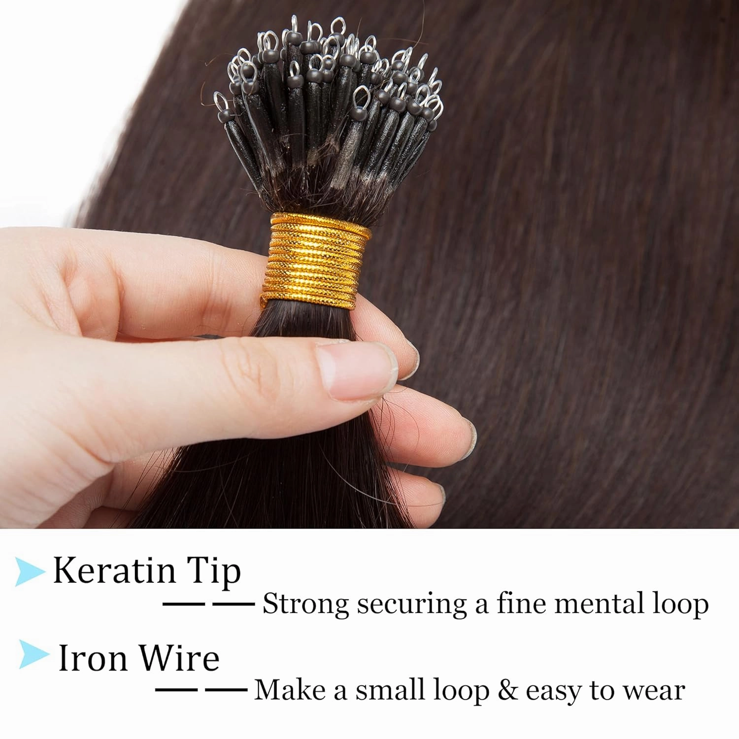 SEGO Nano Tip Hair Extensions Human Hair Balayage Nano Beads Pre-bonded Seamless Nano Ring Highlight Hair Extensions for Women 1g/strand 50g/pack -16 Inch /#2 Dark Brown